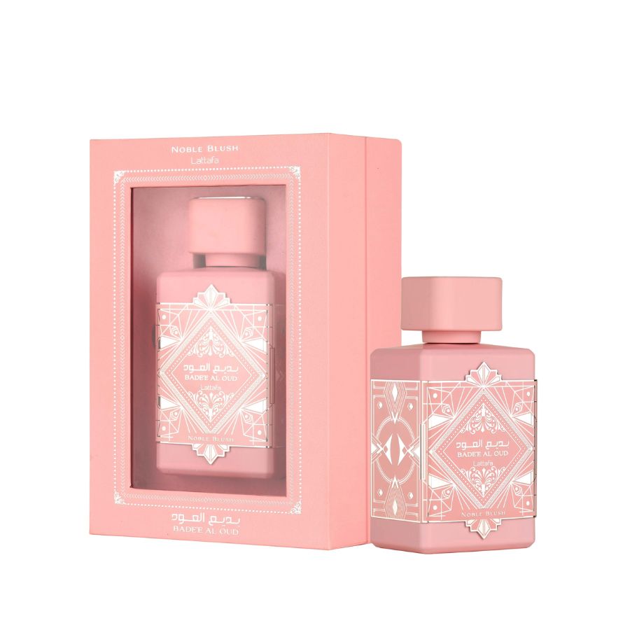 Bade’e Al Oud Noble Blush by Lattafa women’s 3.4 oz EDP, blush-pink bottle