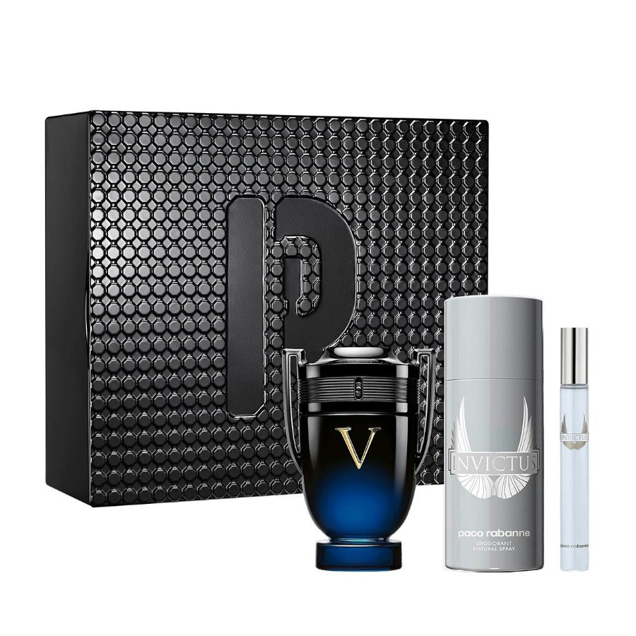 Set de regalo de 3 piezas Invictus Victory Elixir de Rabanne para hombre, 3,4 oz