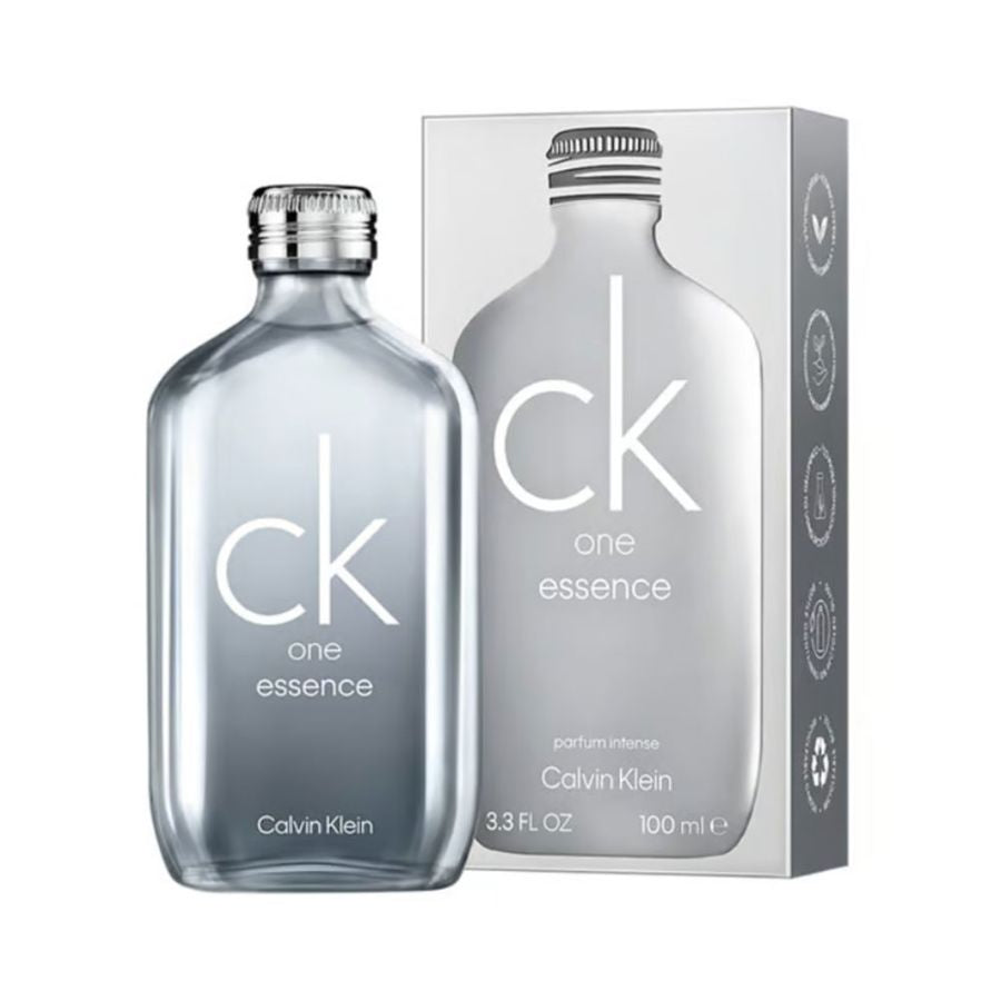CK One Essence de Calvin Klein perfume unisex botella plateada de 3.4 oz