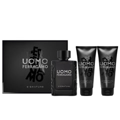 Uomo Signature de Salvatore Ferragamo para hombre, 3.4 oz EDP, set de regalo de 3 piezas