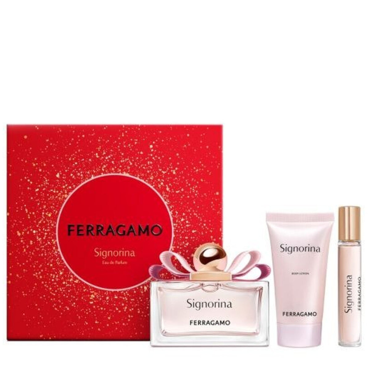 Signorina by Salvatore Ferragamo 3.4 oz EDP 3pc gift set with lotion and mini