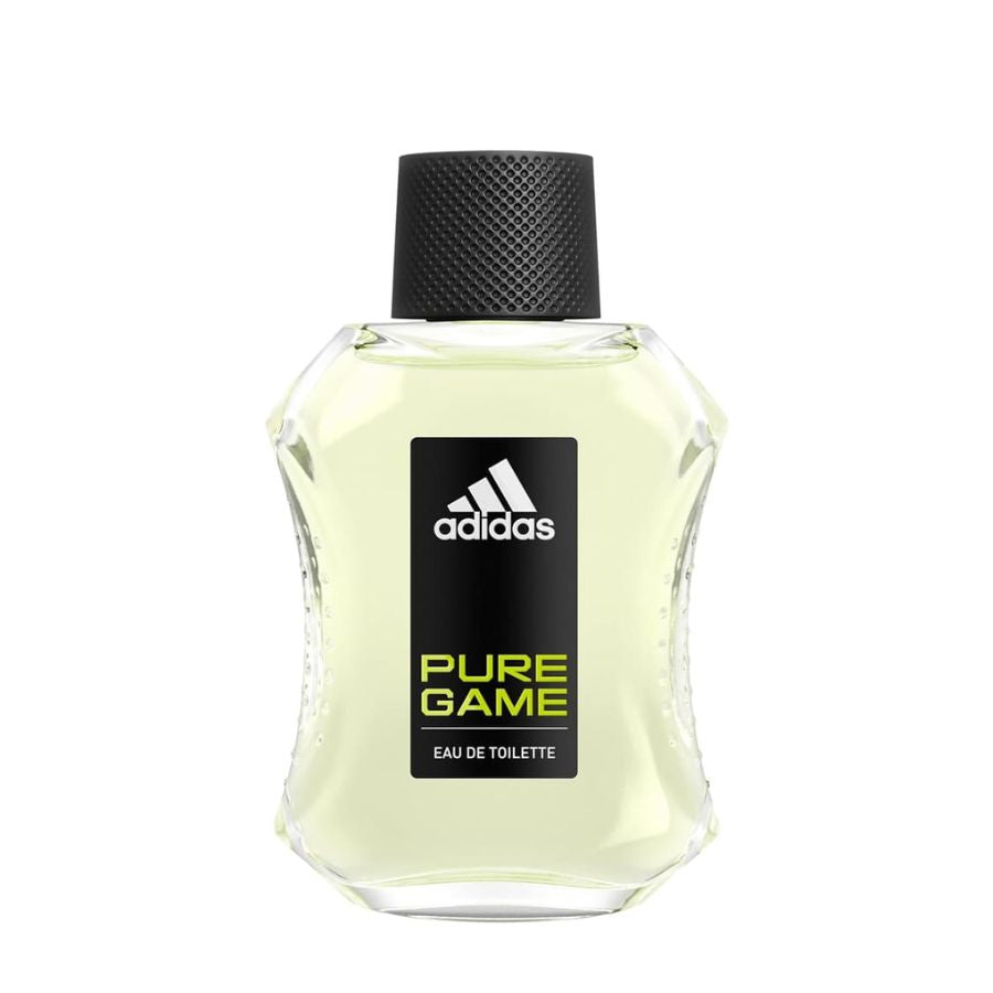 Probador de EDT Adidas Pure Game para hombre de 3,4 oz, botella transparente, tapa negra