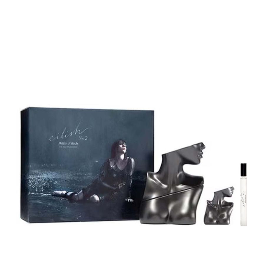 Billie Eilish Eilish No. 2 3pc gift set, 3.4 oz EDP, grey bust bottle