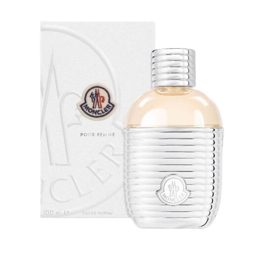 Moncler Pour Femme de Moncler, botella de plata EDP de 3,4 oz para mujer