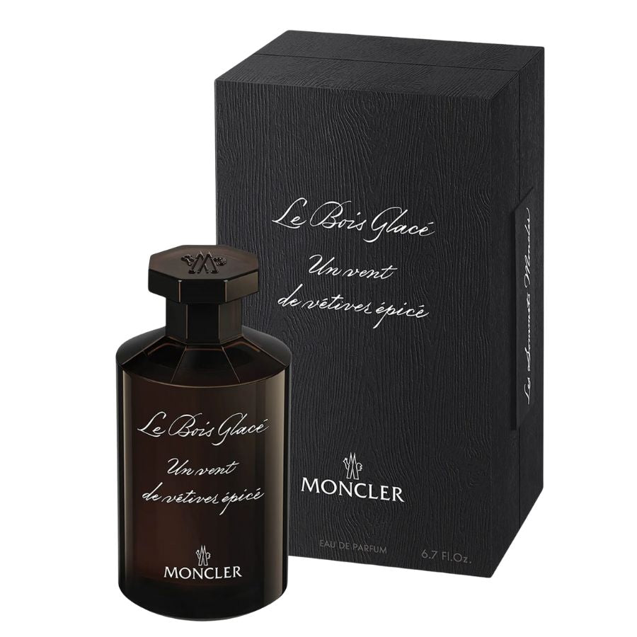 Moncler Le Bois Glacé unisex EDP 6.7 oz, botella de boticario ámbar