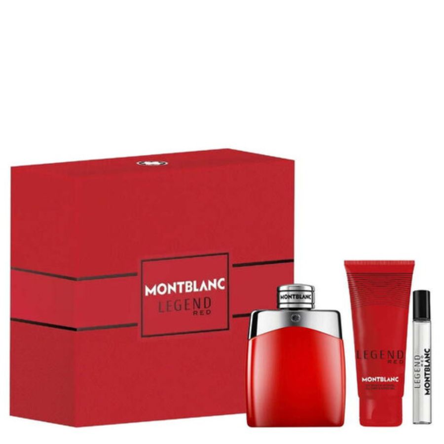 Montblanc Legend Red EDP 3,4 oz, set de regalo de 3 piezas para hombre, botella roja