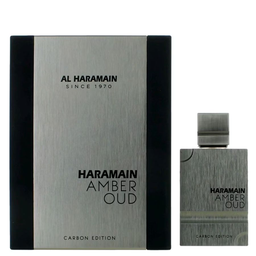 Al Haramain Amber Oud Carbon Edition EDP 2.0 oz men’s perfume, silver bottle