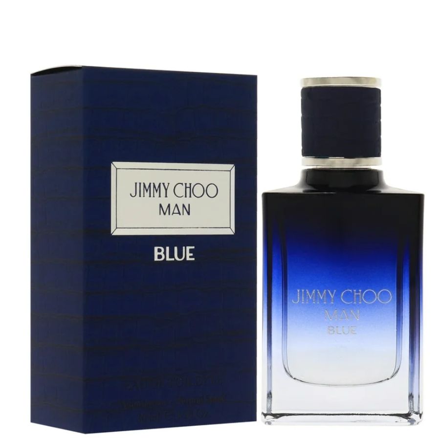 Jimmy Choo Blue by Jimmy Choo men’s EDT spray 1.0 oz blue bottle.