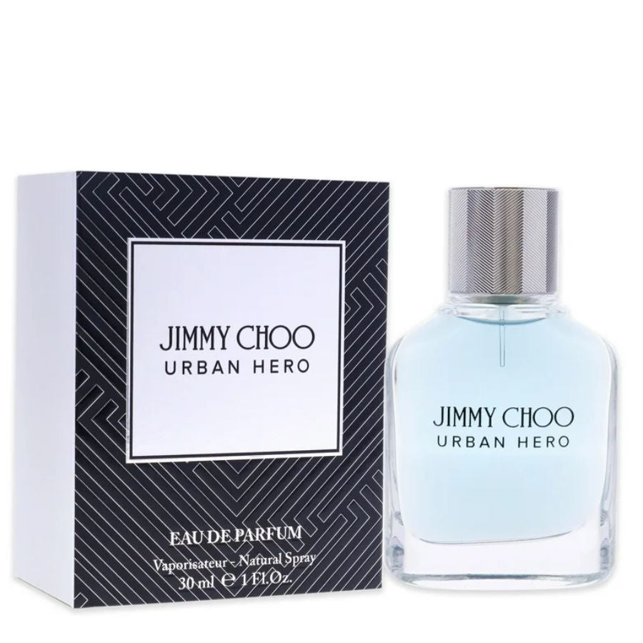 Urban Hero de Jimmy Choo, EDP para hombre de 1,0 oz, botella cromada