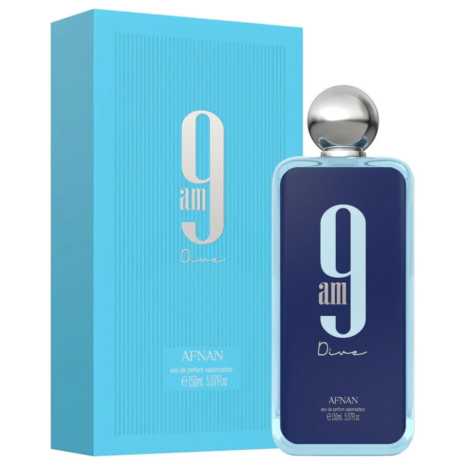 9 AM Dive by Afnan unisex EDP 5.0 oz blue gradient bottle