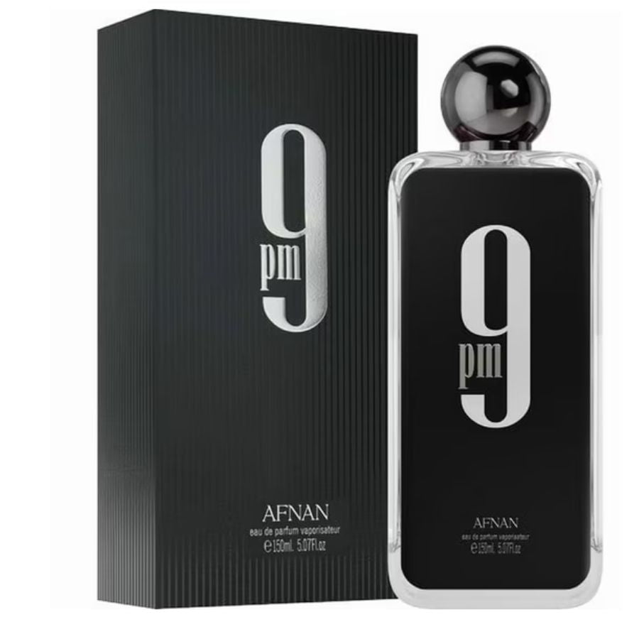 Afnan 9 PM men’s EDP 5.0 oz, black label bottle with round cap