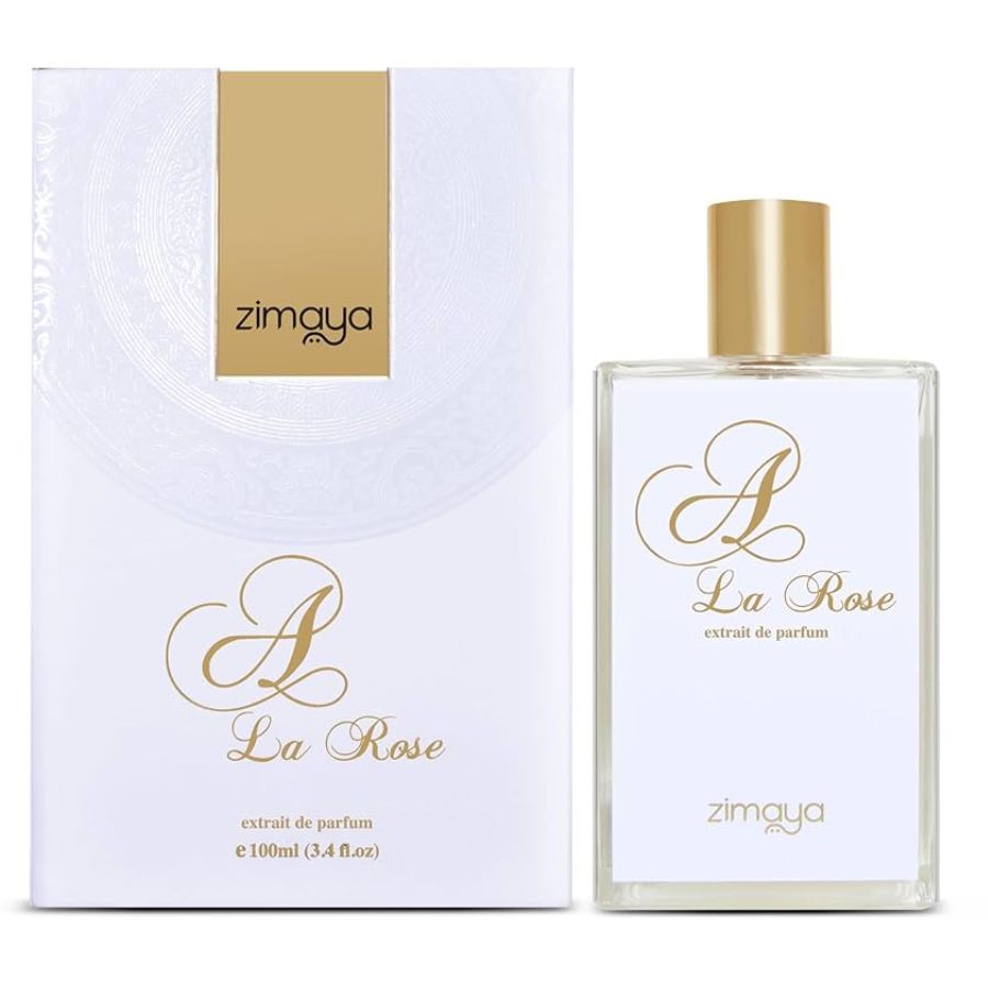 Perfume para mujer Zimaya A La Rose, 3,4 oz, botella con tapa dorada