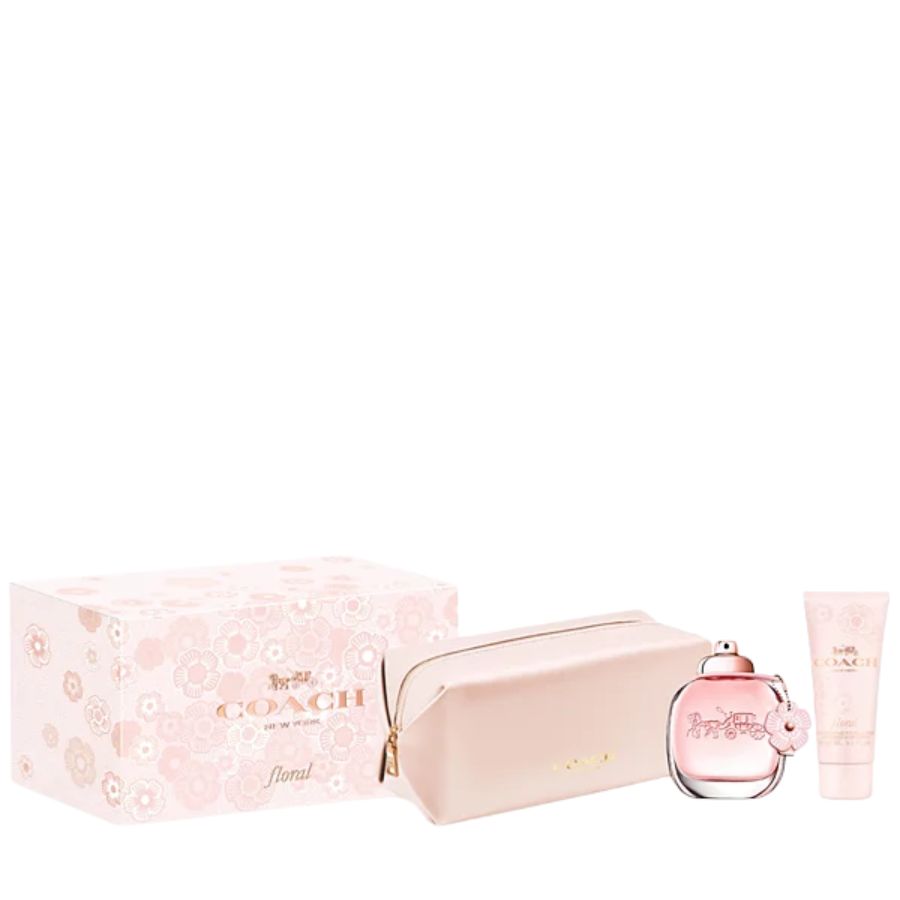 Coach Floral EDP 3.0 oz juego de regalo de 3 piezas con bolsa