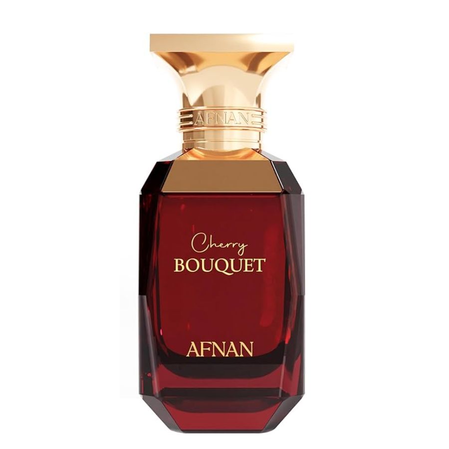 Afnan Cherry Bouquet EDP 2.7 oz tester, red faceted bottle with gold cap