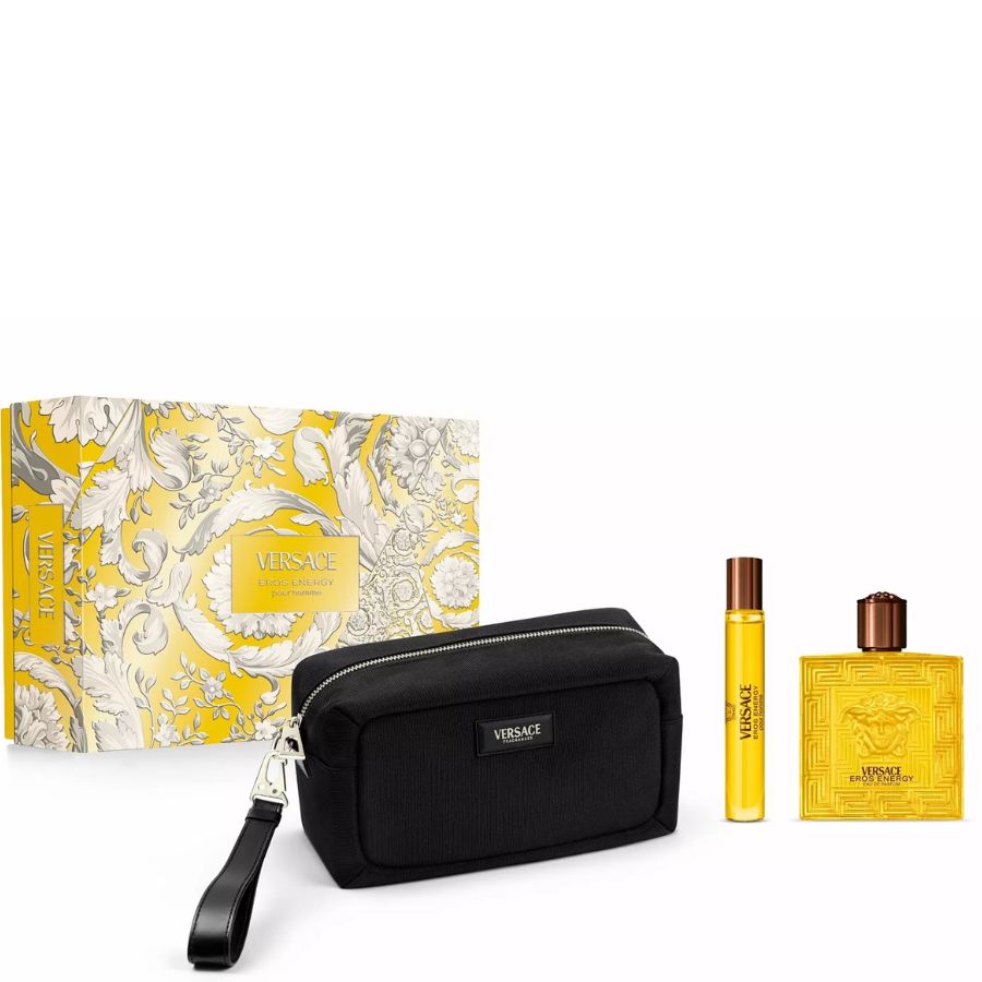 Versace Eros Energy EDP 3pc gift set, 3.4 oz with travel spray and trousse