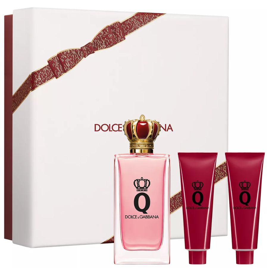 Q by Dolce & Gabbana Women 3.4 oz EDP 3pc Gift Set with shower gel and lotion