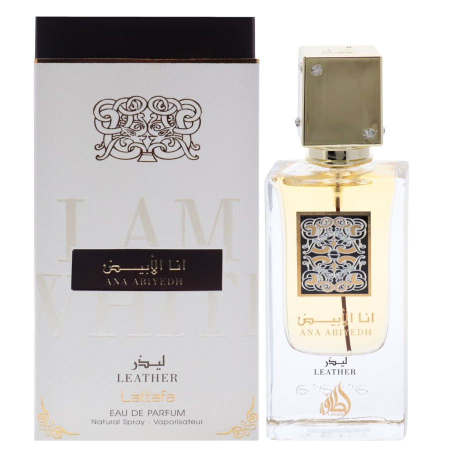 Ana Abiyedh Leather de Lattafa 2.0 oz EDP, tapa dorada