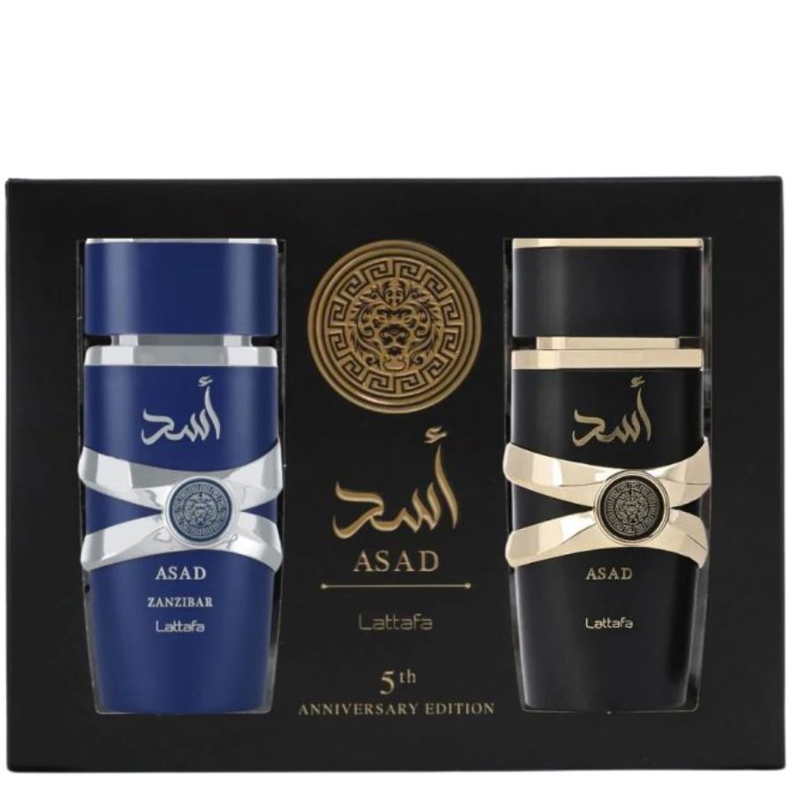 Lattafa Asad men’s EDP 2-piece gift set, two 3.4 oz bottles