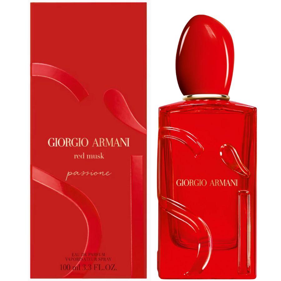 Perfume de mujer Sì Passione Red Musk 3.4 oz, botella roja atrevida