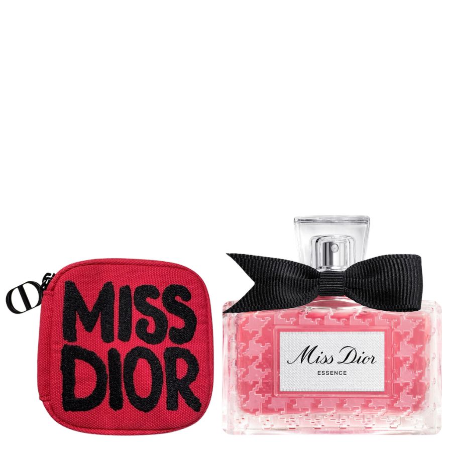 Miss Dior Essence Parfum 2.7 oz gift set with purse
