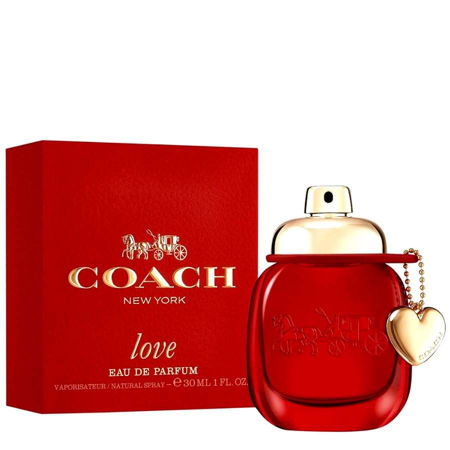 Perfume Coach Love by Coach, spray EDP de 1,0 oz, detalles en rojo