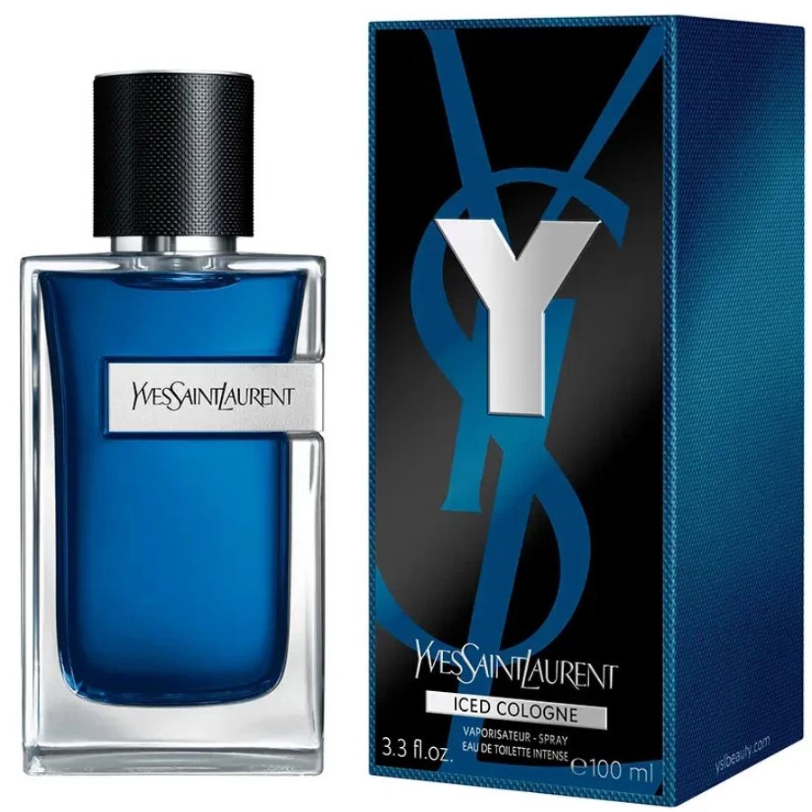 Y Iced Cologne by Yves Saint Laurent for Men 3.4 oz EDT spray aqua-blue bottle