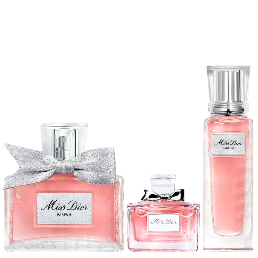 Miss Dior by Christian Dior Women 2.7 oz Parfum 3pc Gift Set with 20ml and 5ml minis