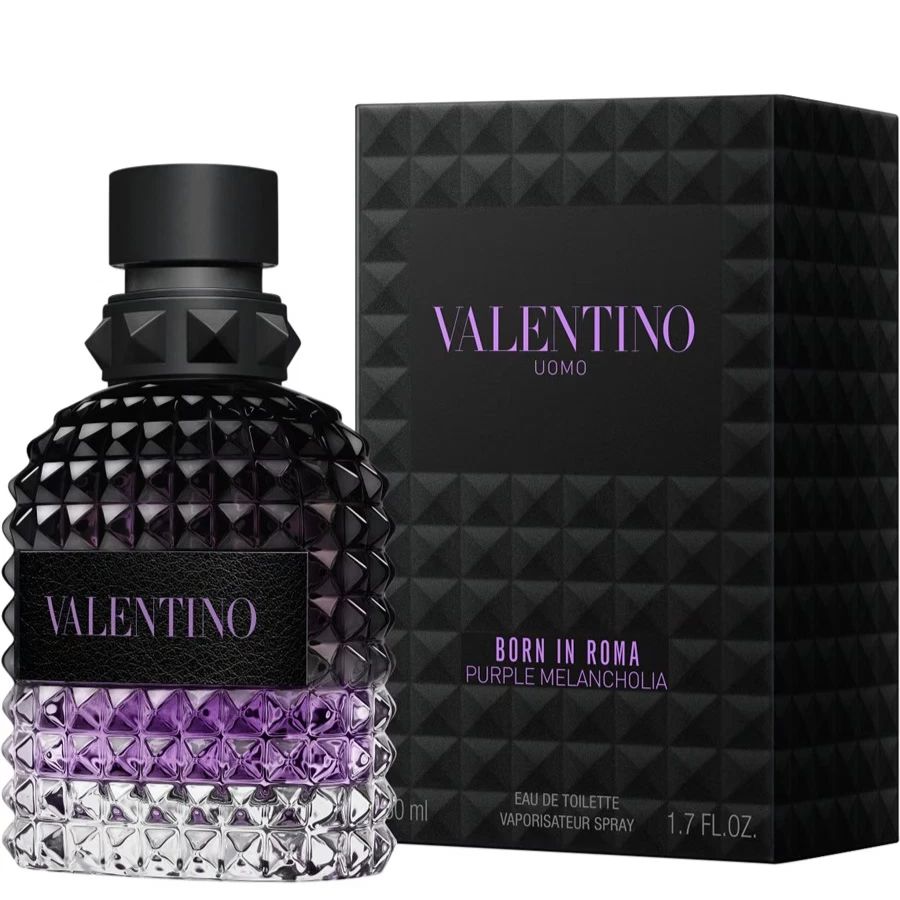 Valentino Uomo Born in Roma Purple Melancholia men’s EDT 1.7 oz black and purple bottle