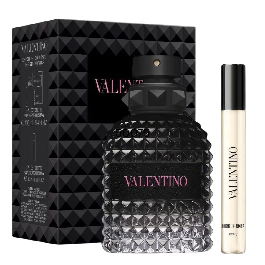 Born In Roma de Valentino para hombre, 3,4 oz EDT, juego de regalo de 2 piezas