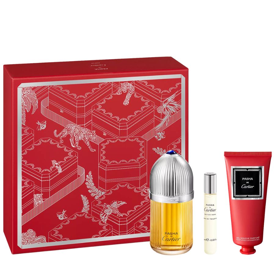 Pasha de Cartier Parfum by Cartier men’s 3pc gift set 3.4 oz