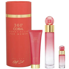360° Coral by Perry Ellis for Women 3.4 oz EDP 3pc Gift Set