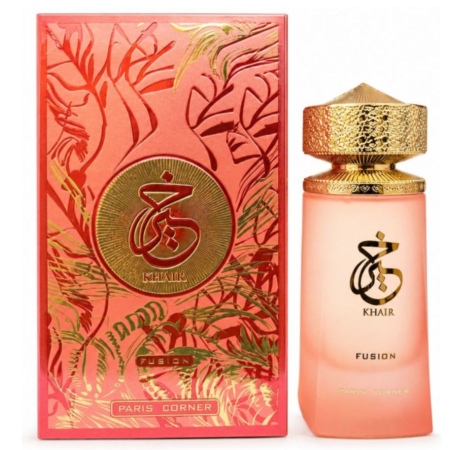 Khair Fusion EDP perfume 3.4 oz vivid pink bottle