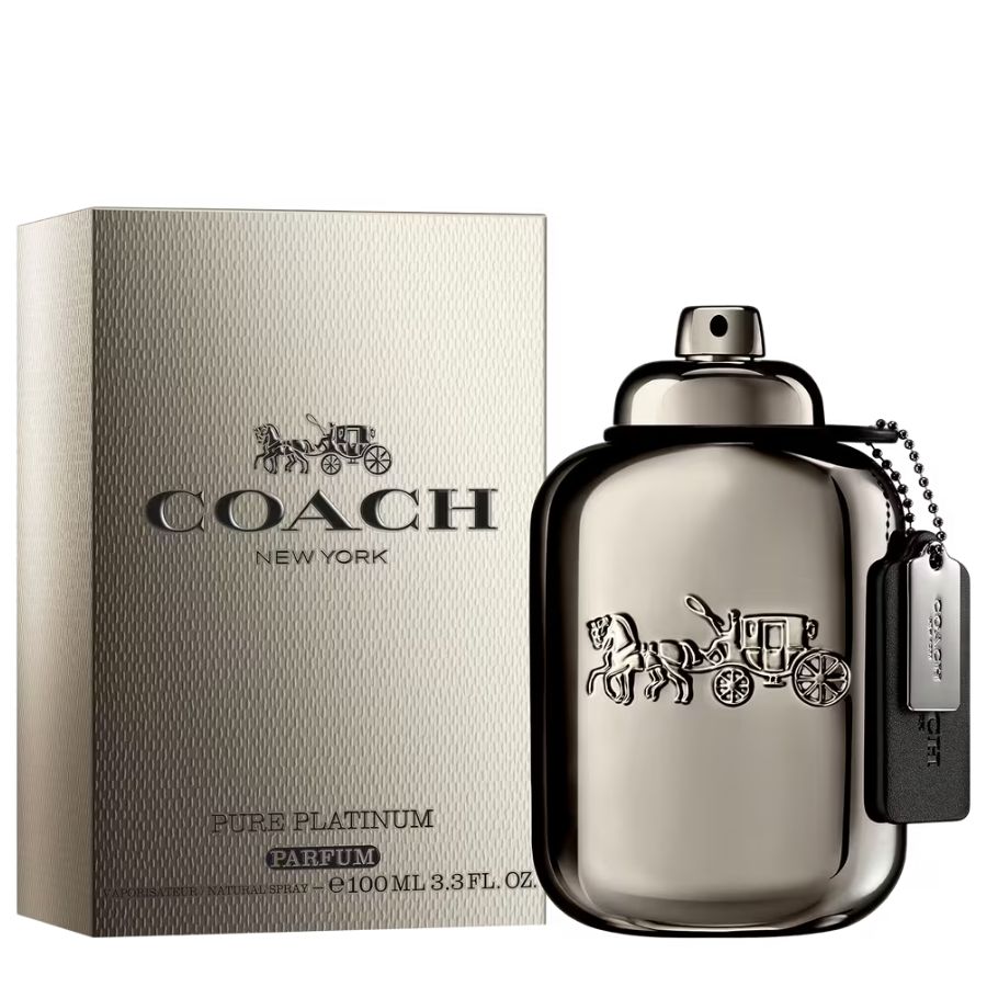 Coach Pure Platinum for Men 3.4 oz Parfum Spray gunmetal bottle