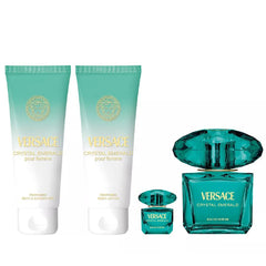 Crystal Emerald by Versace for Women 3.0 oz EDP 4pc Gift Set (BL/SG/MINI)
