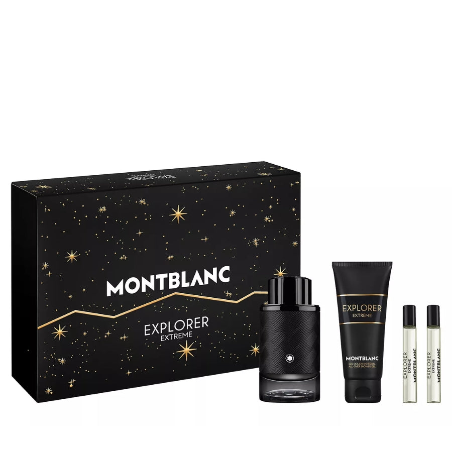 Montblanc Explorer Extreme Parfum 4-piece gift set in black packaging