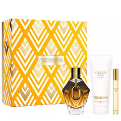 Million Gold Parfum by Paco Rabanne for Women 3 oz PARFUM 3pc Gift Set (Body Lotion/ 10 ml)