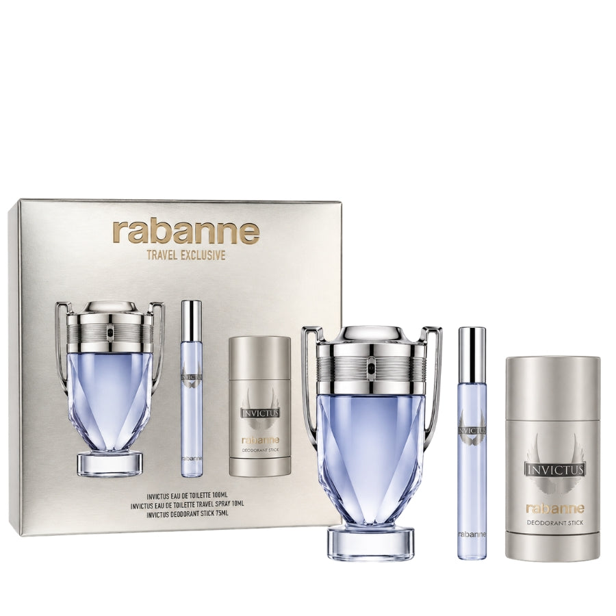 Paco Rabanne Invictus 3.4 oz EDT three-piece gift set