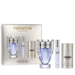 Invictus by Paco Rabanne for Men 3.4 oz EDT 3pc Gift Set (Deodorant STICK + 10 ml)