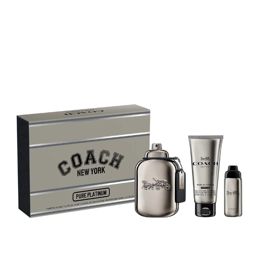 Coach Pure Platinum Parfum three-piece gunmetal gift set