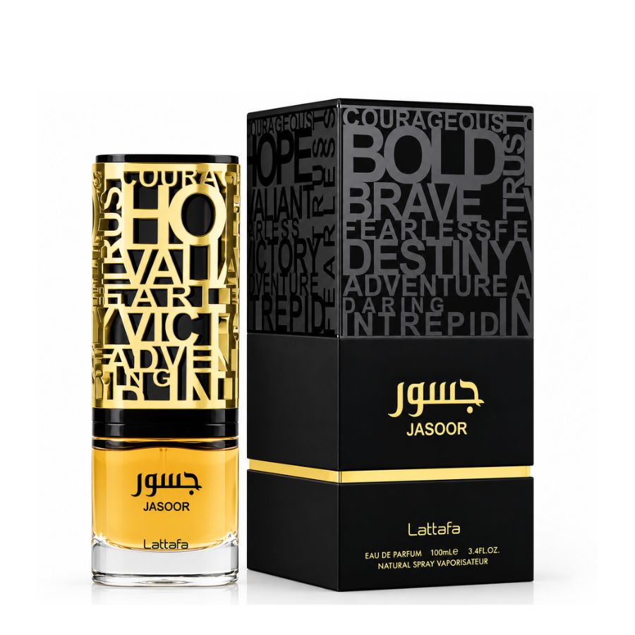 Lattafa Jasoor EDP 3.4 oz burgundy gold bottle