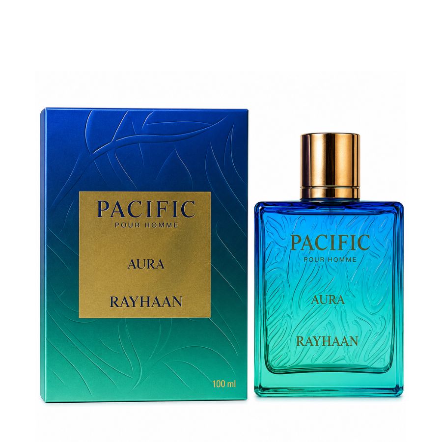 Rayhaan Pacific Aura EDP 3.4 oz blue gradient bottle