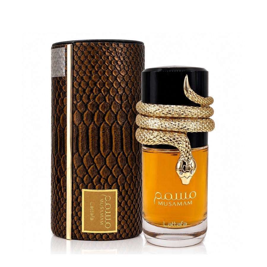 Lattafa Musamam EDP 3.4 oz ornate dark bottle