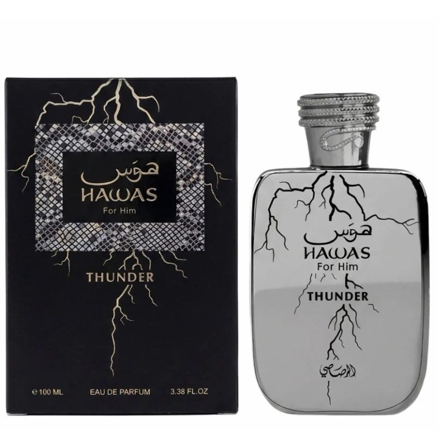 Hawas Thunder by Rasasi men’s EDP spray in 3.4 oz blue bottle