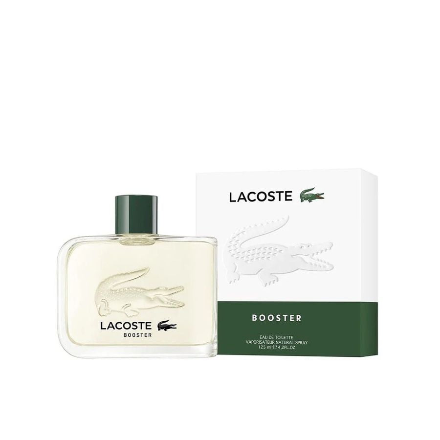Lacoste Booster EDT para hombre, 4,2 oz, botella con tapa verde, logotipo de cocodrilo