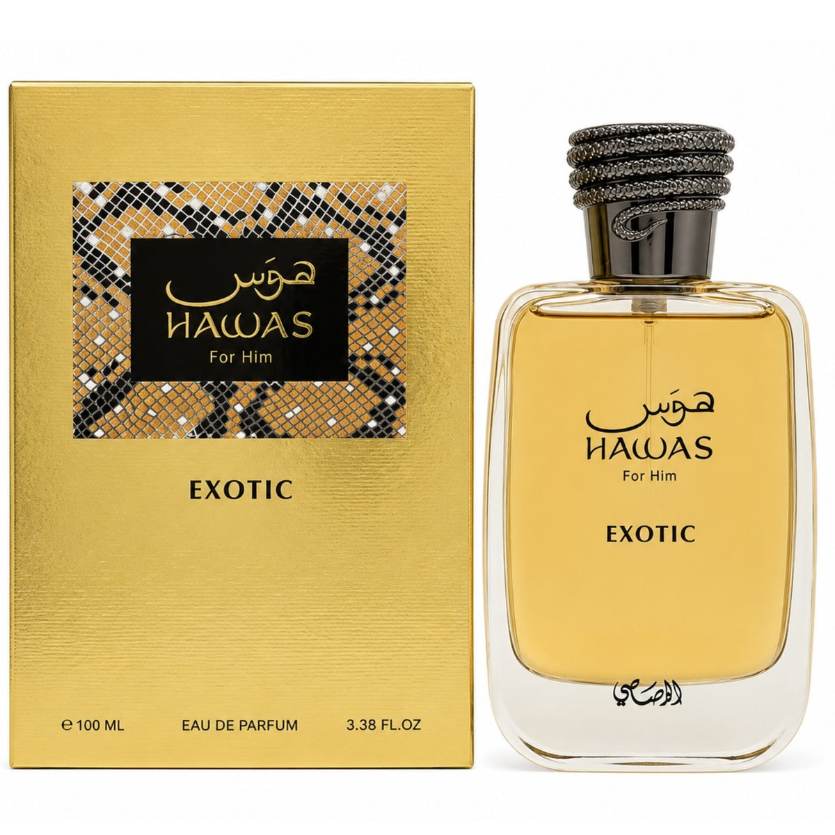 Hawas Exotic by Rasasi men's perfume 3.4 oz gold bottle