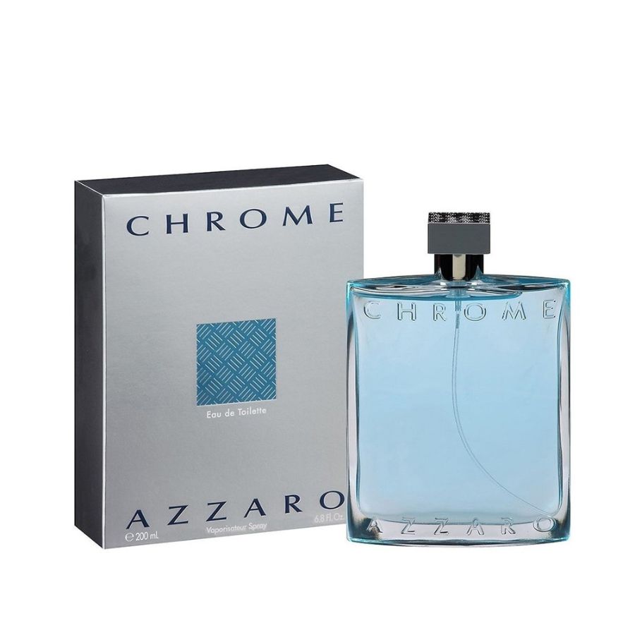 Azzaro Chrome EDT en aerosol para hombre de 6,7 oz, jugo azul, tapa cromada