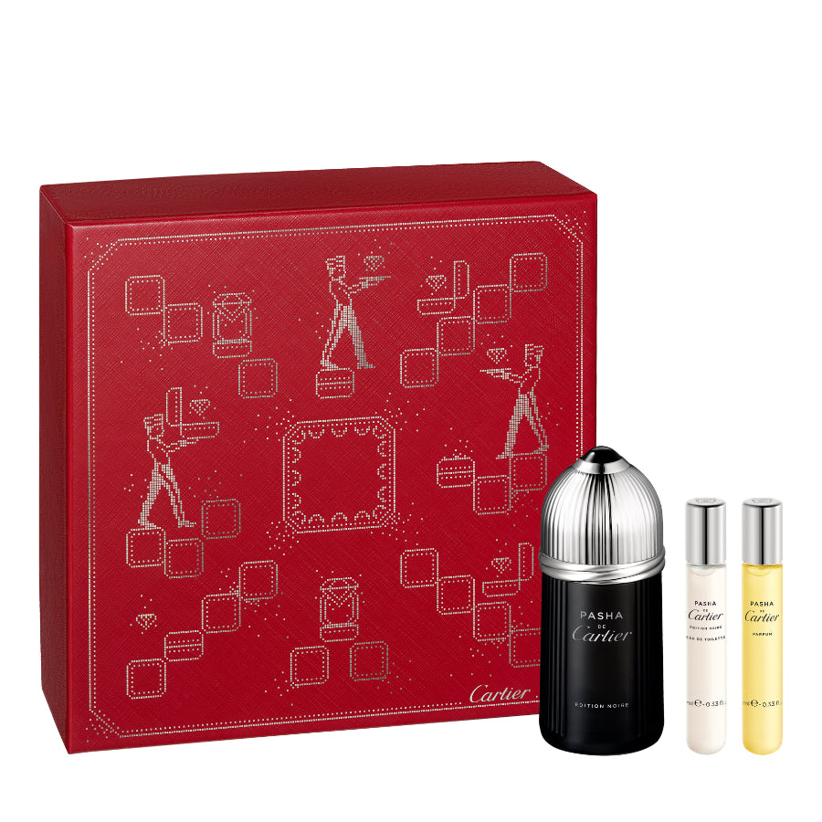 Pasha De Cartier Noire by Cartier for Men 3.4 oz EDT 3pc Gift Set (2x10ml)