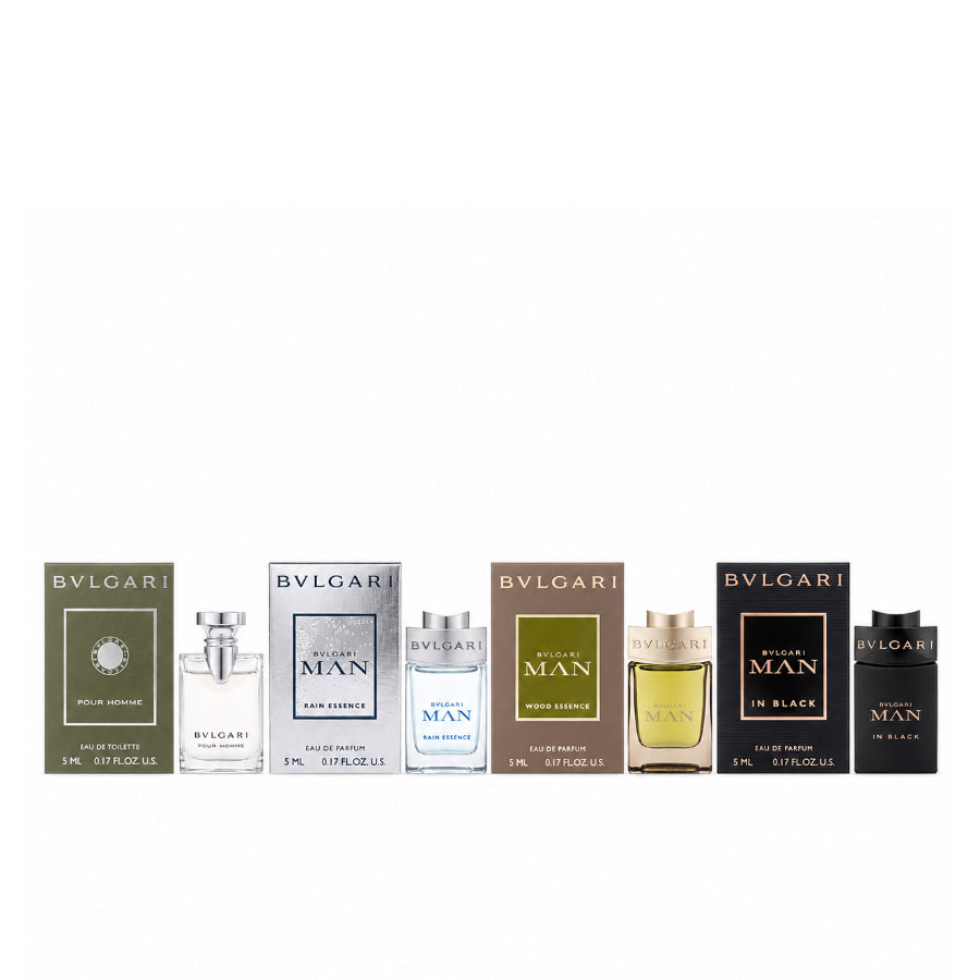 Bvlgari Men Collection by Bvlgari for Men 5 ml EDT 4pc Gift Set (1 x5 ml + 3x5 ml EDP))