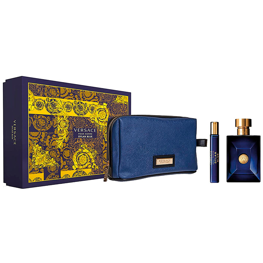 Dylan Blue by Versace for Men 3.4 oz EDT 3pc Gift Set