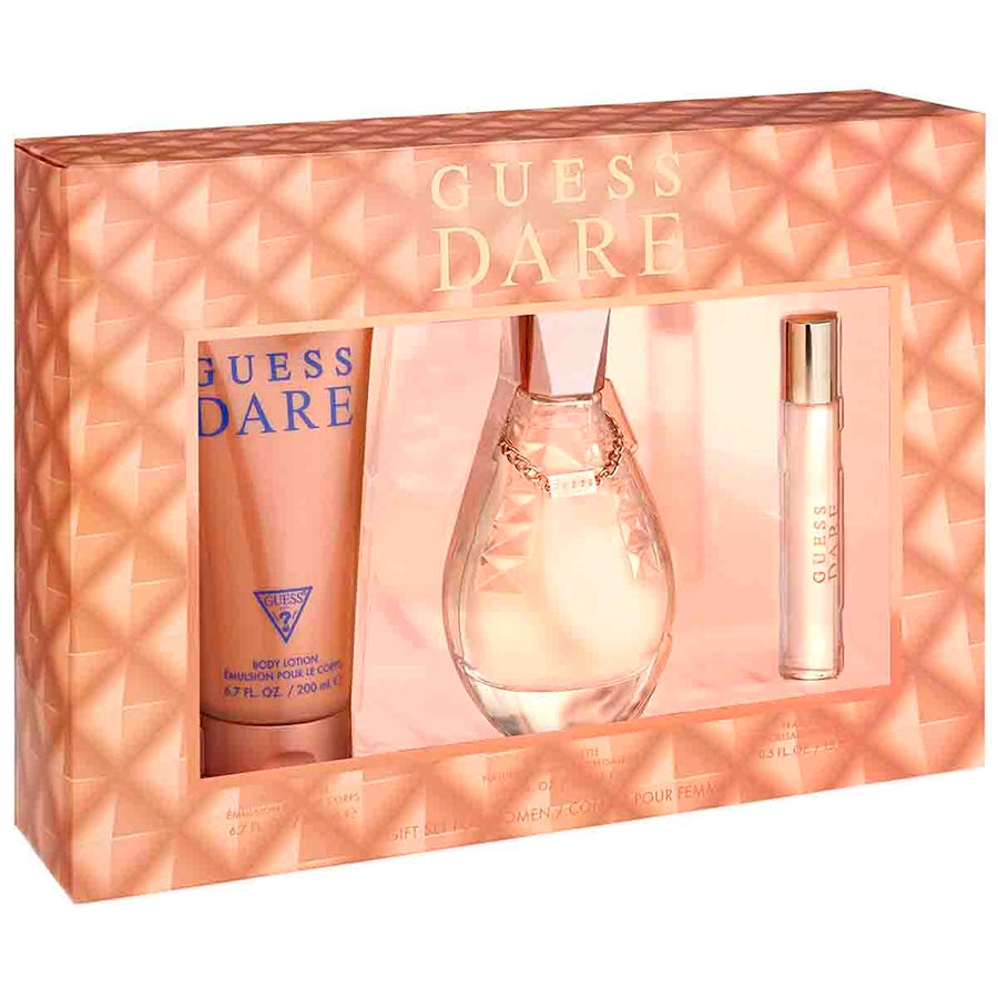 Guess Dare by Guess women’s EDT 3.4 oz, 3-piece gift set, pink bottle